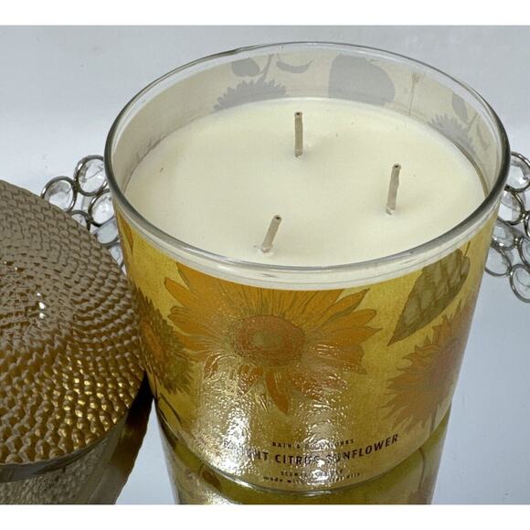 HTF~Bath & Body Works Bright Citrus Sunflower 🌻~3 Wick Large Candle~Very Rare - Picture 4 of 7